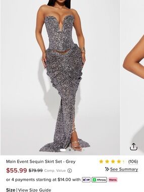 Grey Sequin Strapless Mermaid Gown